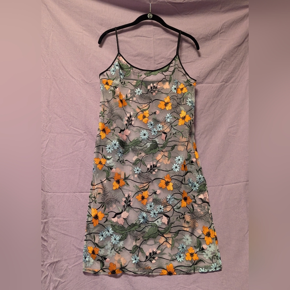 Forever 21 Embroidered Mesh Dress